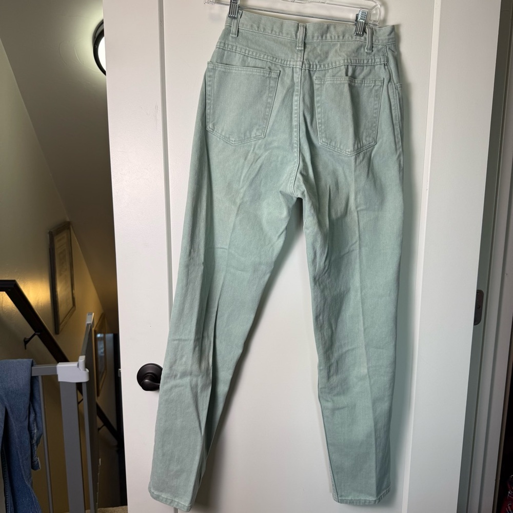Vintage Paper Tag‎ Wrangler Wms Straight Leg High Waisted Cotton Sage Green Jean